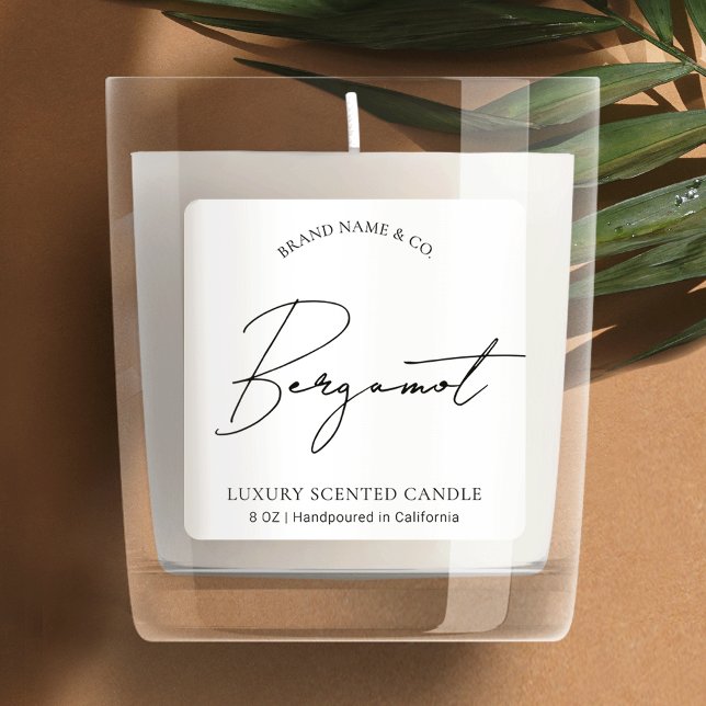 Étiquette de produit pour bougie professionnelle s (Professional candle business product packaging design in black and white and modern script font)