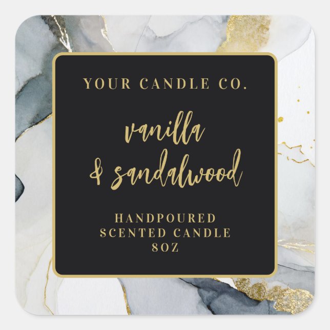 Étiquette de produit pour chandelle d'encre élégan (Devant)