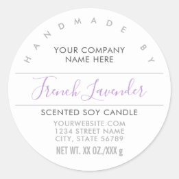 Étiquette de produit pour lavande violette à bougi