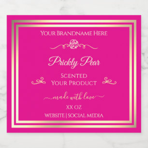 Étiquette de produit rose chaud Gold Frame et Rose