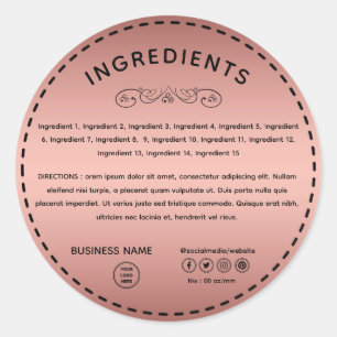 Étiquette de produit rose Gold Ingredient Directio