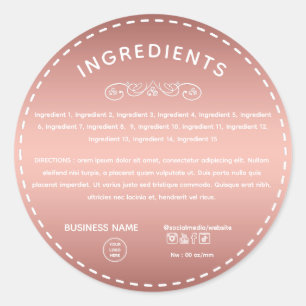 Étiquette de produit rose Gold Ingredient Directio