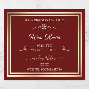 Étiquette de produit rouge profond Gold Frame et R