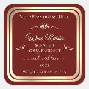 Étiquette de produit rouge profond Gold Frame et R