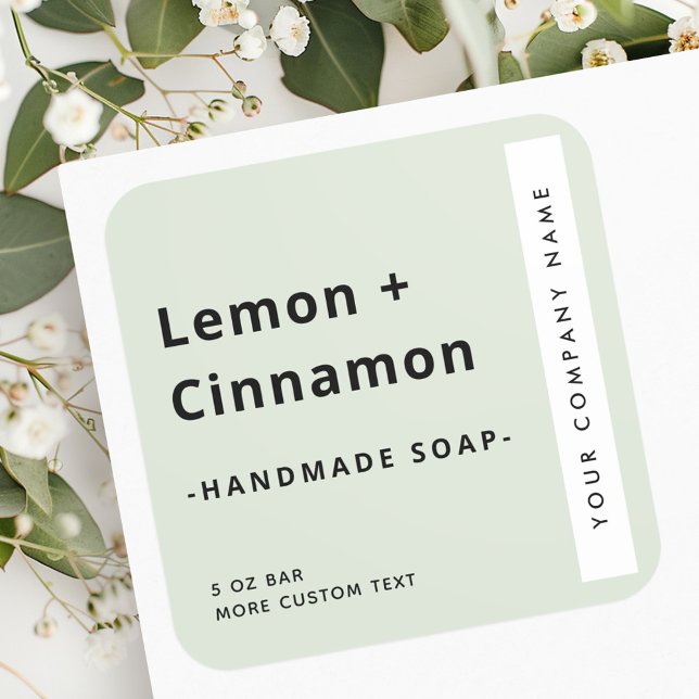 Étiquette de produit vert clair carré minimal mode (Modern minimal square light green product label)