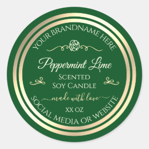 Étiquette de produit vert forêt Gold Frame Rose Vi