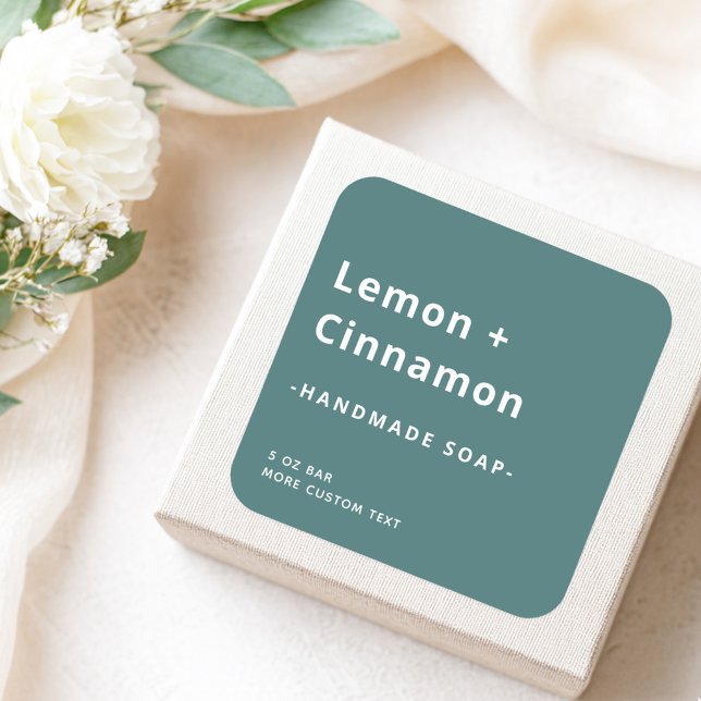 Étiquette de produit vert pin poussiéreux carré mo (Modern square dusty pine green product label)