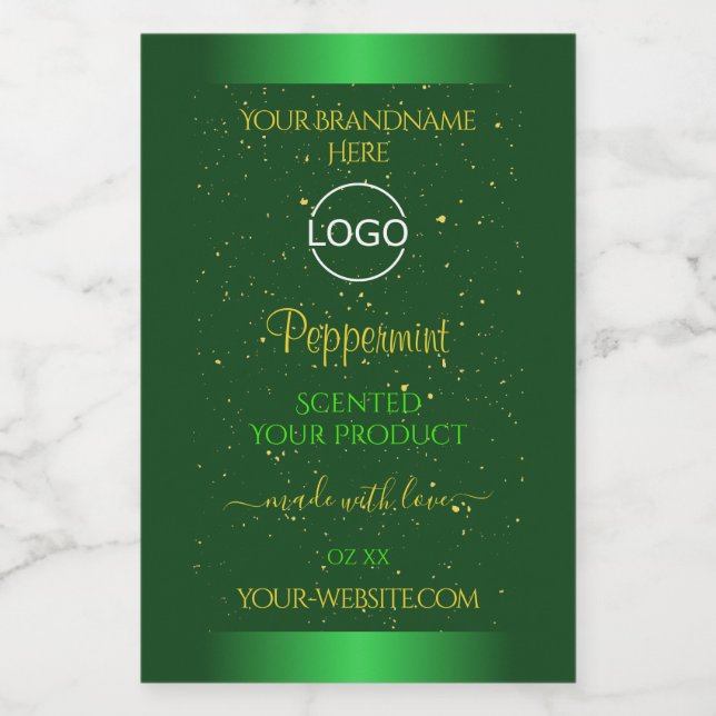 Étiquette de produit Vert scintillant Glitter doux (Étiquettes simples)