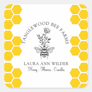 Étiquette De Produits D'Abeille Et De Miel Floral