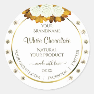 Étiquette de produits en or blanc Rose orange Bijo
