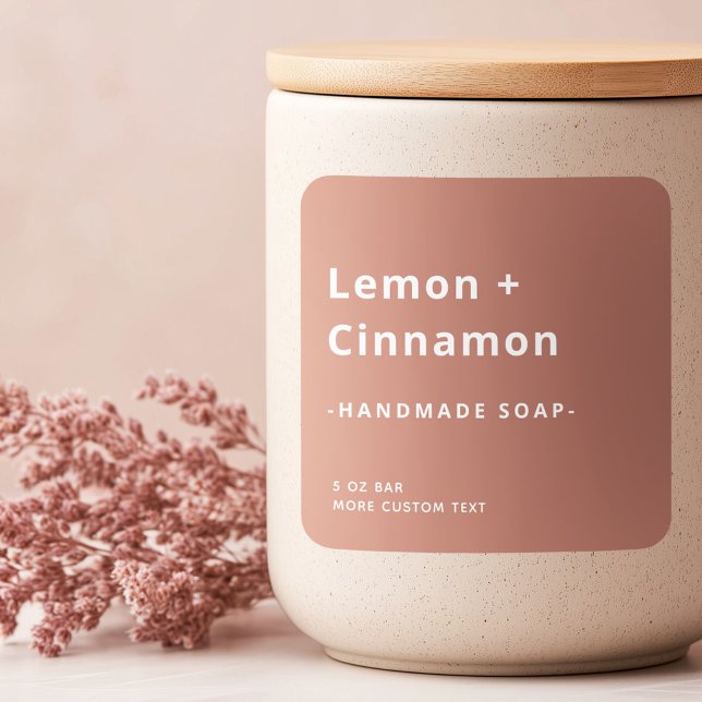 Étiquette de produits en terre cuite minima carré  (Modern minimal square terracotta product label)