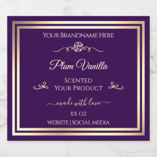Étiquette de produits violet foncé Gold Frame Rose