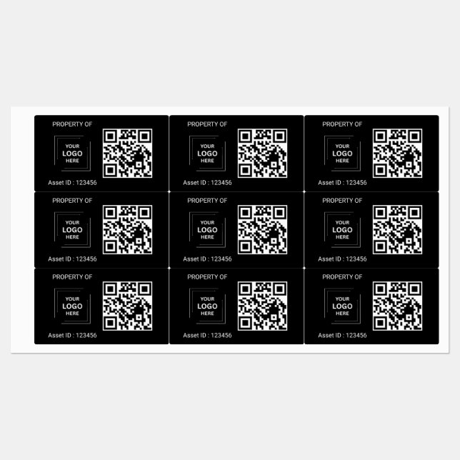 Étiquette de propriété de code QR de style noir (Feuille)