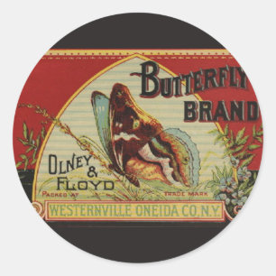 Étiquette de publicité pour papillon antique