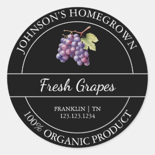 Étiquette de raisin biologique frais du jardin à l