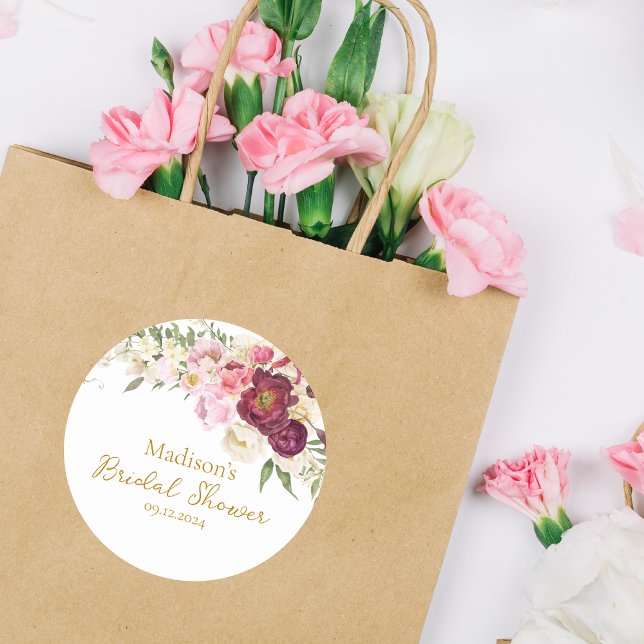 Étiquette de Réception de Mariage Floral Embrasse (Créateur téléchargé)