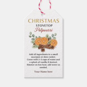 Étiquette de recette de pot-pourri de Noël pour la