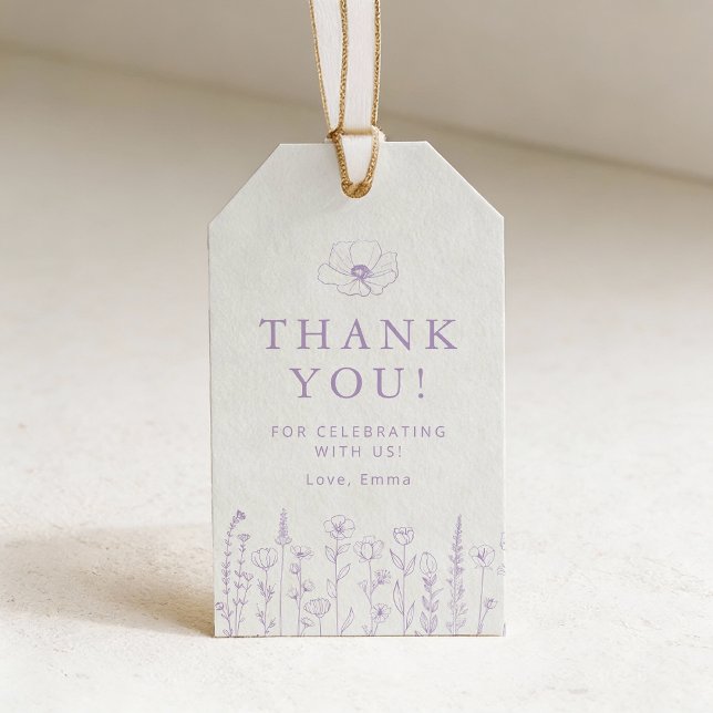 Étiquette de remerciement de Baby Shower Floral La (Lavender Thank You Tag)