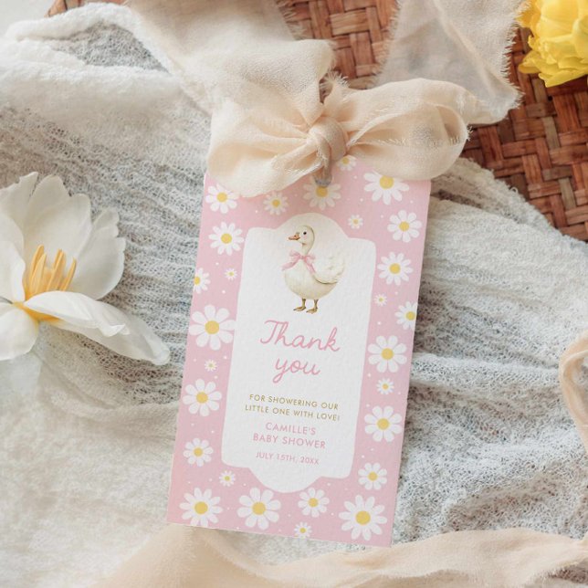 Étiquette de remerciement de Baby Shower Pink Sill (Pink Silly Goose Thank you Favor Tag)