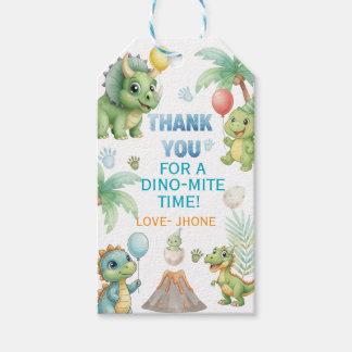 Étiquette de remerciement de dinosaure avec activi