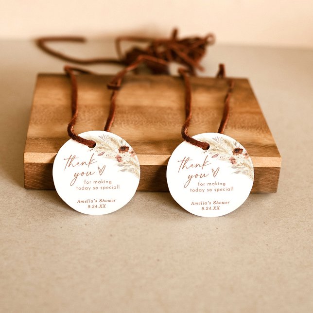 Étiquette de remerciement de douche Boho Herbe de  (Créateur téléchargé)