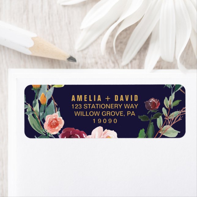 Étiquette de remerciement de mariage à motif flora (En situation)