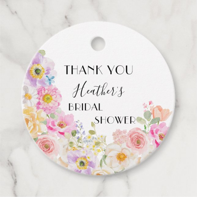 Étiquette de remerciement de mariage floral Fleur  (Devant)