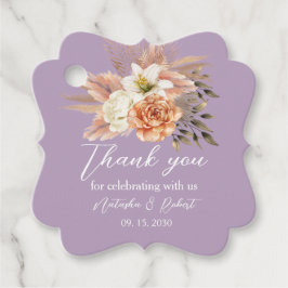 Étiquette de remerciement de mariage florale pêche
