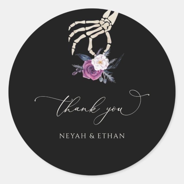Étiquette de remerciement de mariage sombre Hallow (Devant)