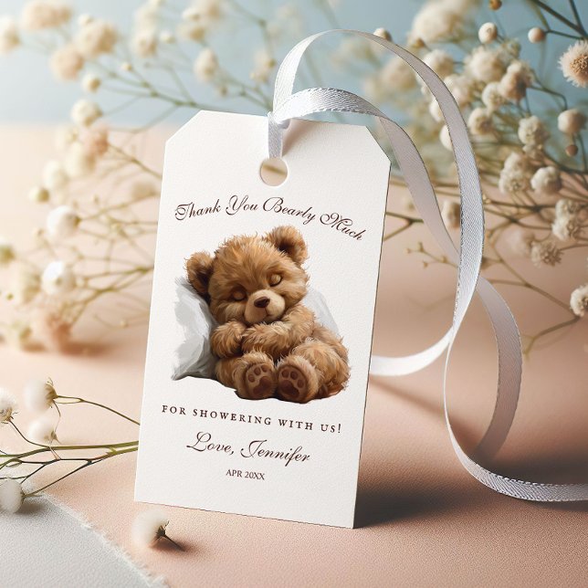 Étiquette de remerciement de nounours endormi ador (Créateur téléchargé)