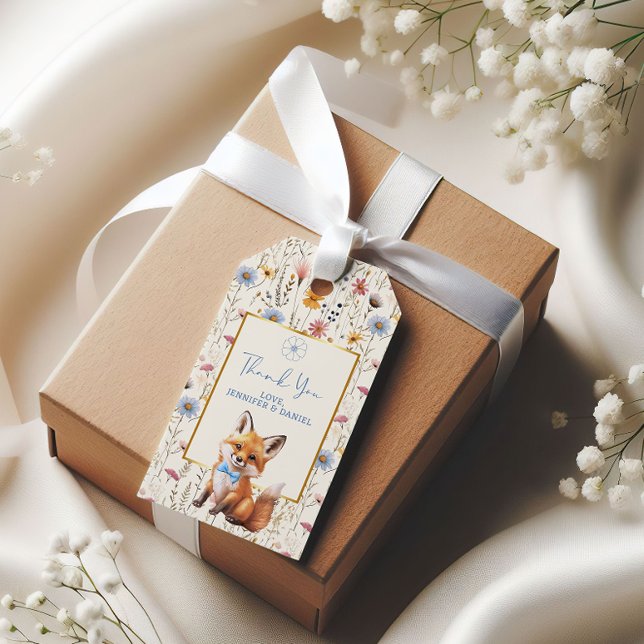 Étiquette de remerciement Floral Fox pour Baby Sho (Créateur téléchargé)