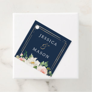 Étiquette de remerciement Navy Blue Gold Blush