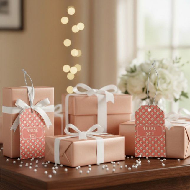 Étiquette de remerciement personnalisée corail ave (Créateur téléchargé)