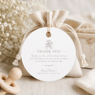 Étiquette de remerciement pour baby shower avec To
