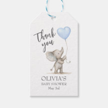 Étiquette de remerciement pour Baby Shower Éléphan