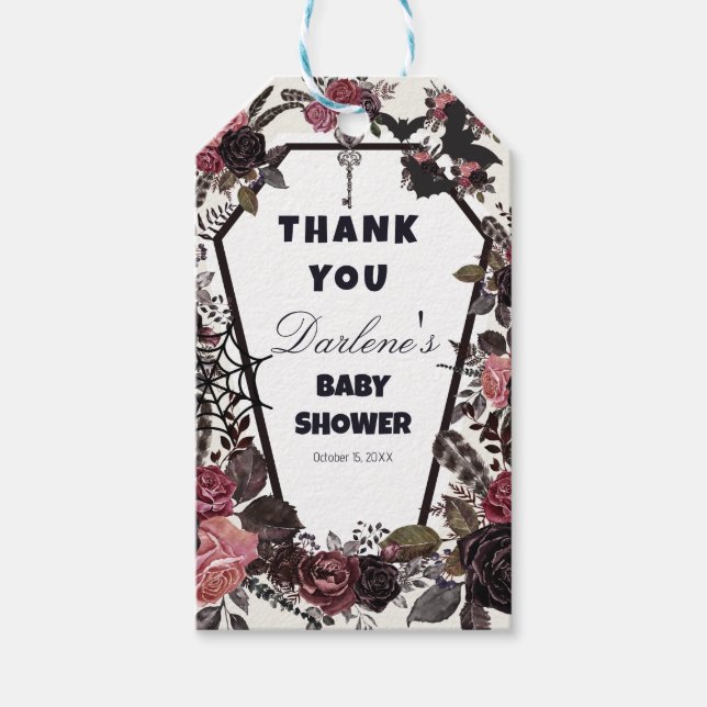 Étiquette de remerciement pour Baby Shower gothiqu (Devant)