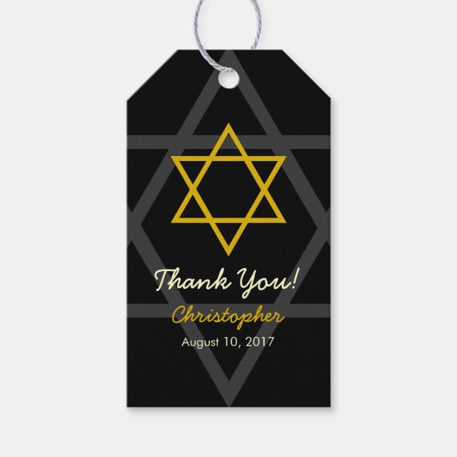 Étiquette de remerciement pour Bar Mitzvah en or n (Devant)