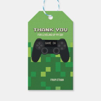 Étiquette de remerciement pour fête de gamer pixel