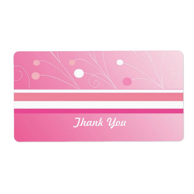 Étiquette de remerciement rose moderne (Devant)