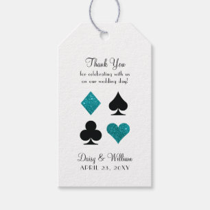 Étiquette de remerciement Vegas Teal Pailletée et