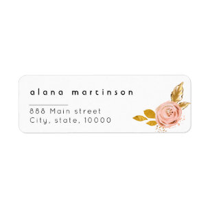 Étiquette de renvoi d'adresse de mariage florale e
