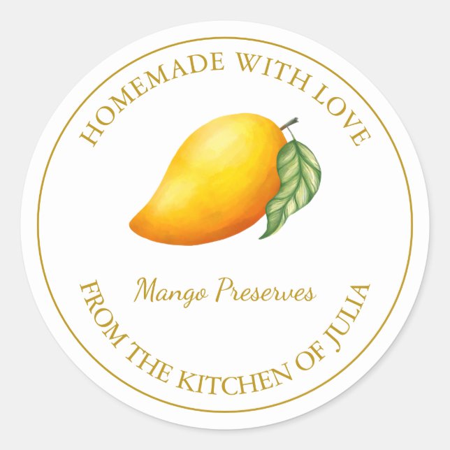 Étiquette de réserve de mangue maison or | Blanc (Devant)