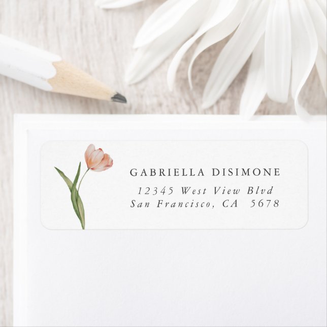 Étiquette de Retour Adresse Élégante Aquarelle Pêc (En situation)