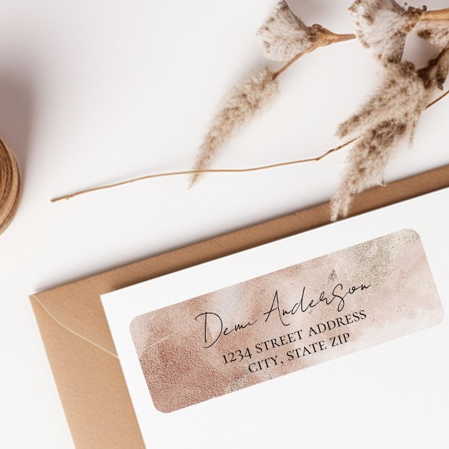 Étiquette de retour Beige Blush élégant (Créateur téléchargé)