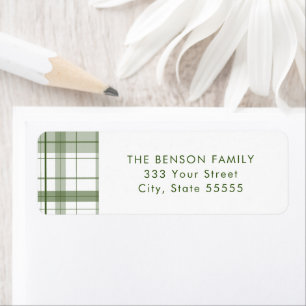 Étiquette de retour blanc vert plaid