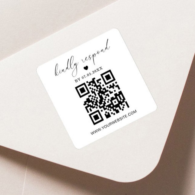 Étiquette de retour carrée Code QR | Autocollant R (Créateur téléchargé)