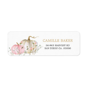 Étiquette de retour Citrouille rose