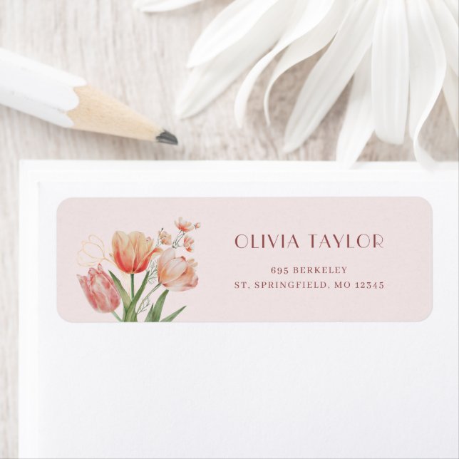 Étiquette de retour d'adresse à l'aquarelle floral (En situation)