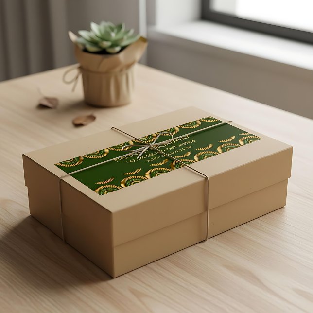 Étiquette de retour d'adresse florale jaune olive  (Créateur téléchargé)