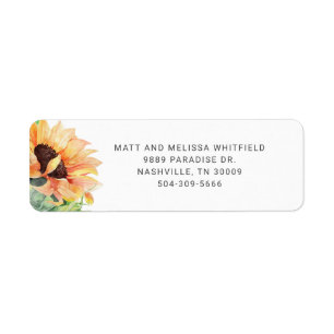 Étiquette de retour d'adresse florale Tournesol ja